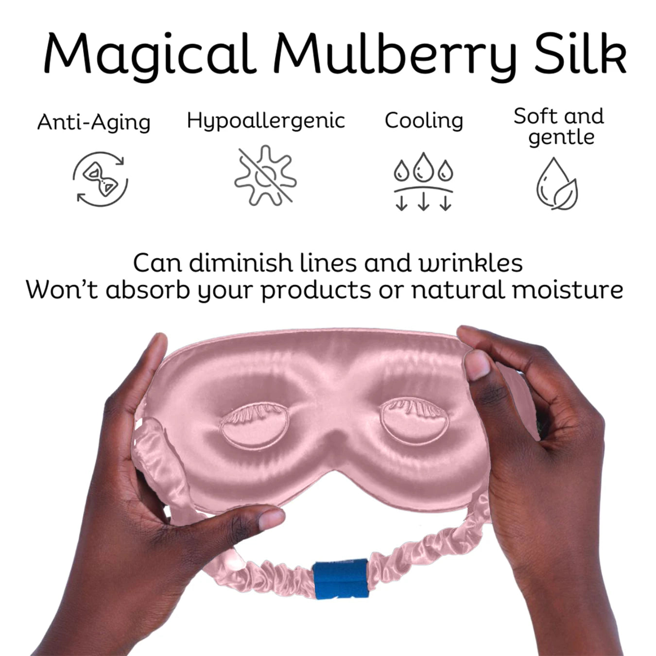 Sia Silk® Sleep Mask with extra deep eye cups for long lashes - Dusty Rose