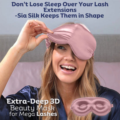 Sia Silk® Sleep Mask with extra deep eye cups for long lashes - Dusty Rose