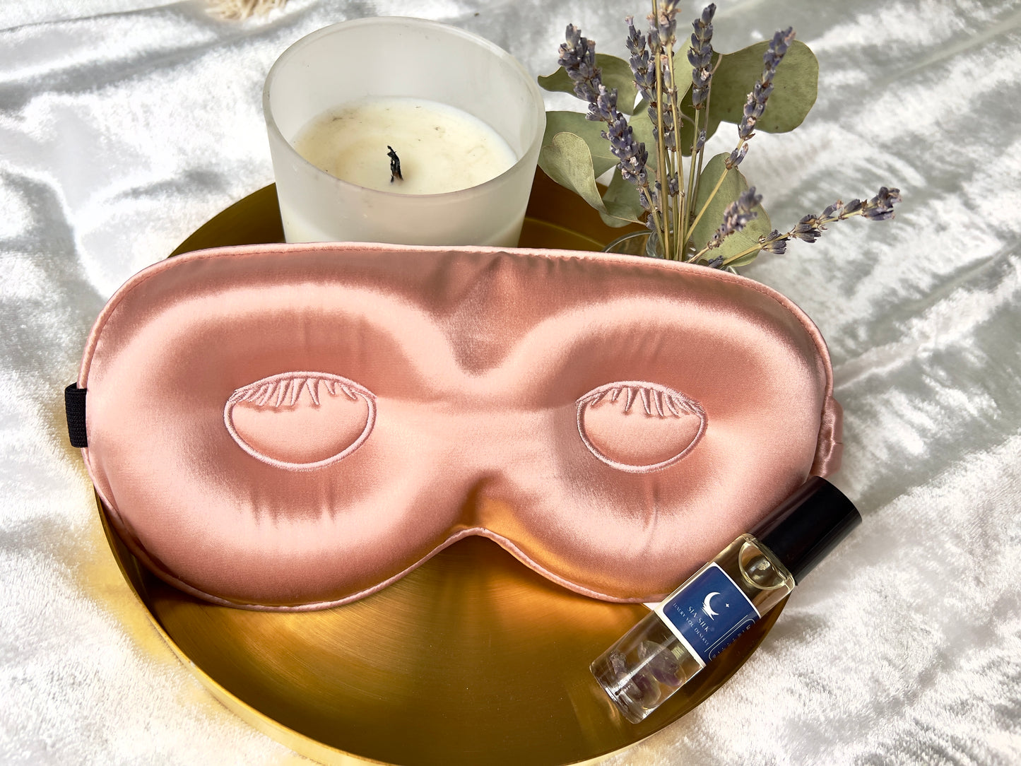 Sia Silk® Sleep Mask with extra deep eye cups for long lashes - Dusty Rose