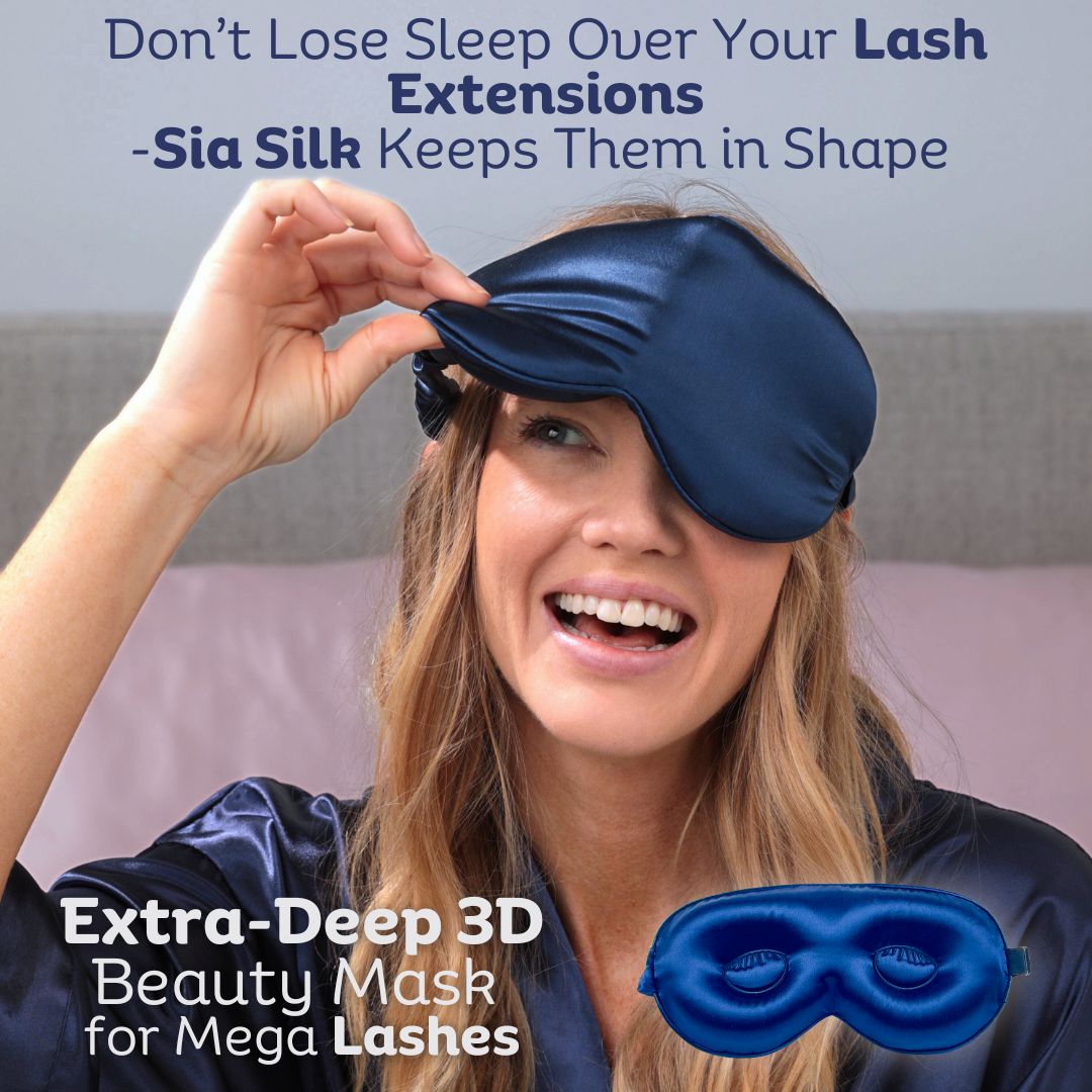 Sia Silk® Sleep Mask with extra deep eye cups for long lashes - Navy