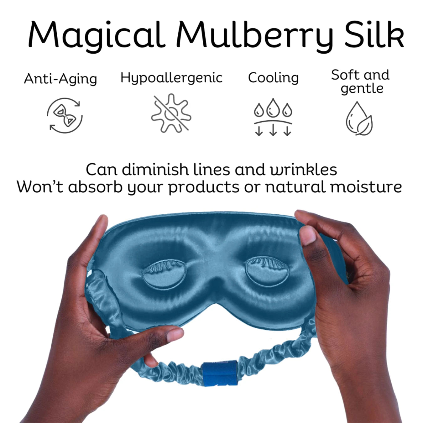 Sia Silk® Sleep Mask with extra deep eye cups for long lashes  - Stormy Blue