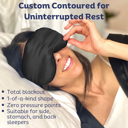 Sia Silk® Sleep Mask with extra deep eye cups for long lashes - Black