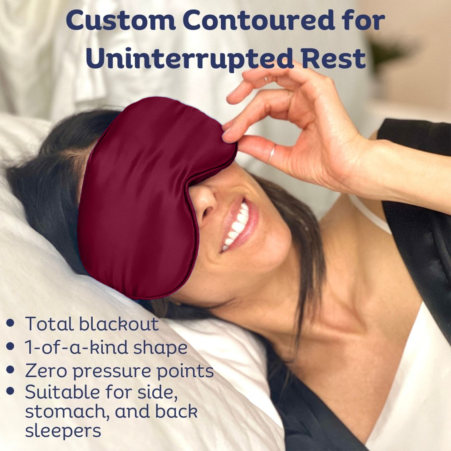 Sia Silk® Sleep Mask with extra deep eye cups for long lashes - Merlot
