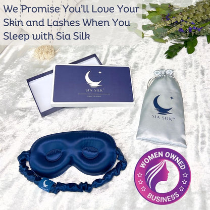 Sia Silk® Sleep Mask with extra deep eye cups for long lashes - Navy