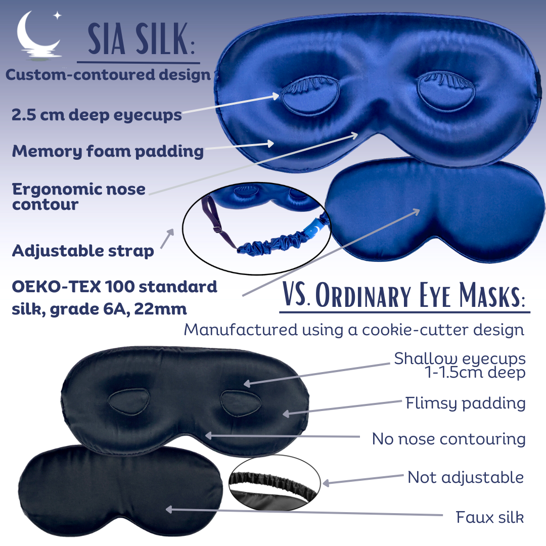 Sia Silk® Sleep Mask with extra deep eye cups for long lashes - Dusty Rose