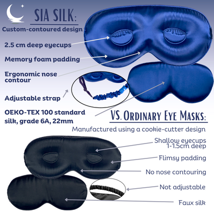 Sia Silk® Sleep Mask with extra deep eye cups for long lashes - Merlot